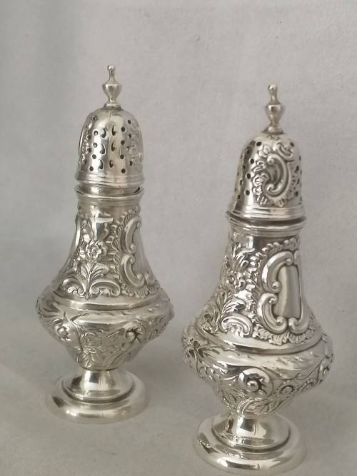 A Fine Sterling Condiment set Salt and Pepper perrettes