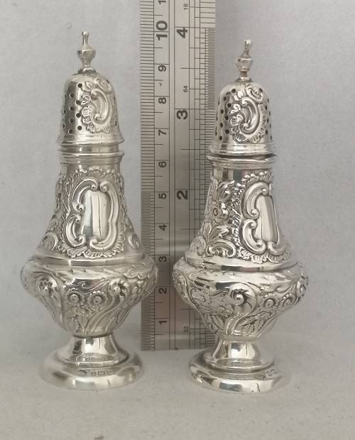 A Fine Sterling Condiment set Salt and Pepper perrettes