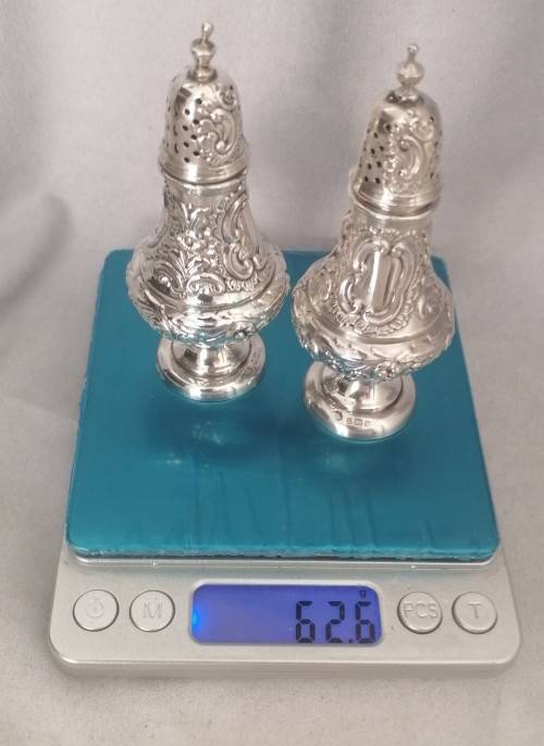 A Fine Sterling Condiment set Salt and Pepper perrettes