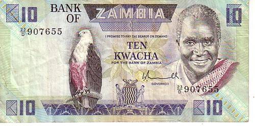 Zambia money: 10 Kwacha note, undated