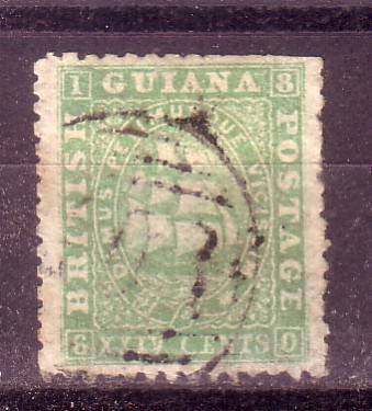 British Guiana, 24c ship stamp, used, some short perfs at top