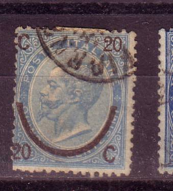 Italy, 20c overprint on 40c(?) early stamp, used,paper hinge(?)