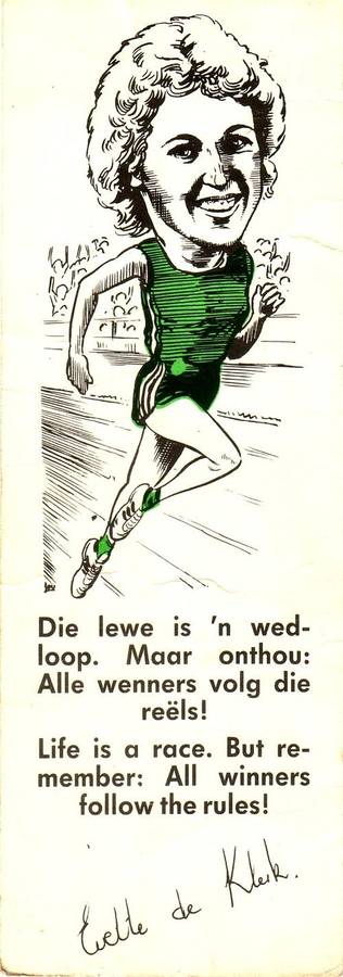 SAP bookmark, Evette de Klerk, signed (real?)