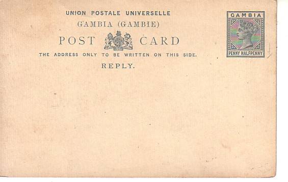 UPU post card of Gambia with printed stamp, unused