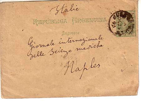 Argentina newspaper wrapper sent to Italy in 1895