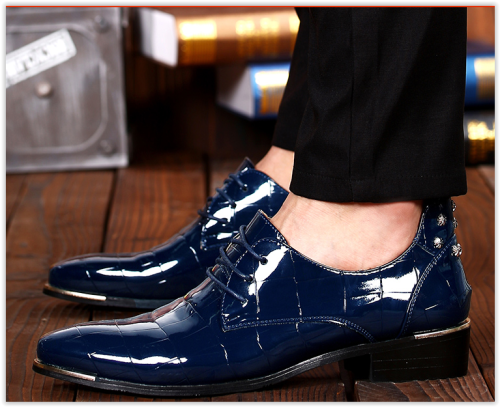 Men Italian Oxford Leather Shoes Wedding Formal Pointed Shoes Crazy R650