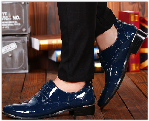 Men Italian Oxford Leather Shoes Wedding Formal Pointed Shoes Crazy R650