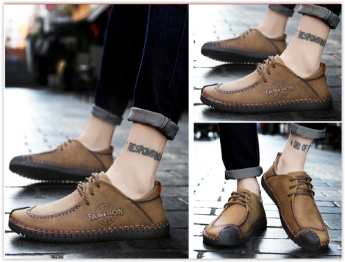 Limited Time Offer Men Genuine Leather Shoes Breathable Lace Up Business Fashion Male Flats MAD R499