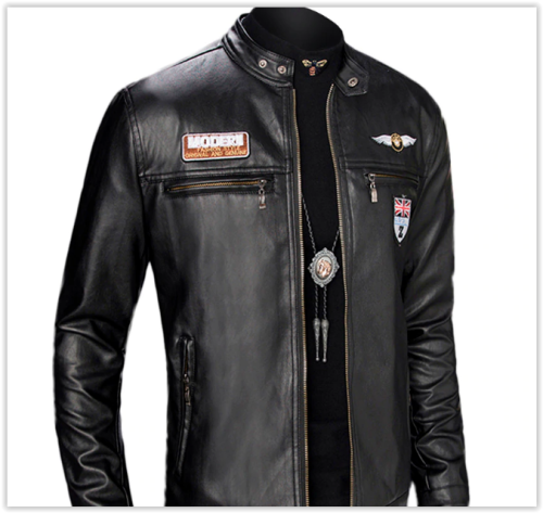 Men Faux Leather Jacket Winter Autumn Motorcycle Black MAD R599