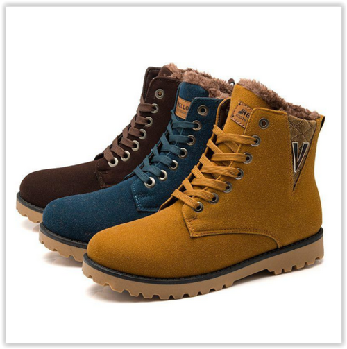Men Shoes Winter Fashion Ankle Martin Fur Boots Botas For Man Leather Hiking Sneaker