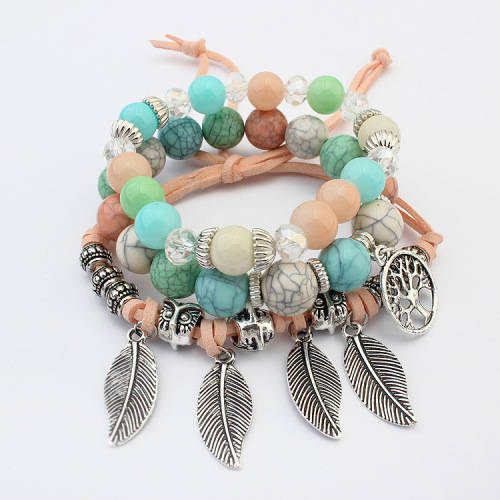 Candy colored glass beaded hand string female