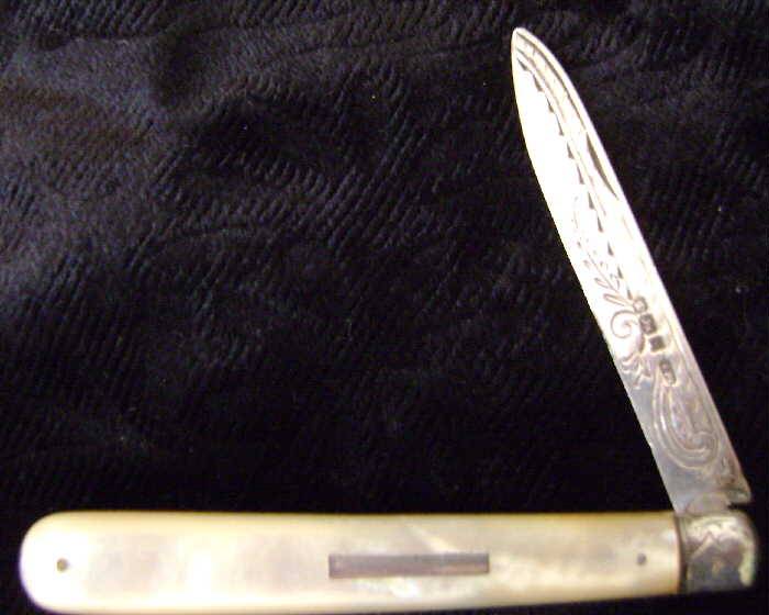 Antique Silver bladed fruit knife with mother-of-pearl handle- Thomas Marples