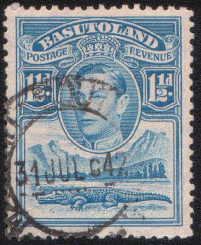 Basutoland - 1938 - 1 1/2d light blue. Used. As description images.