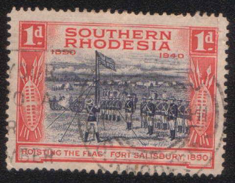 Southern Rhodesia - 1940 - 1d blue and red. Used. As description images.