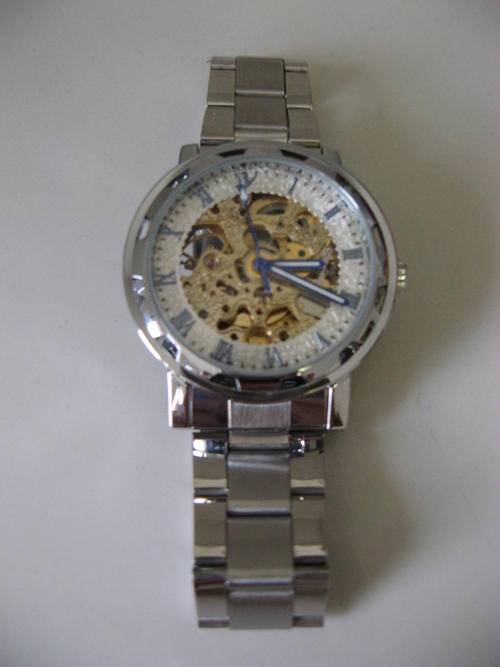 Blue Rome Gold Skeleton Automatic Stainless Steel Mens Watch