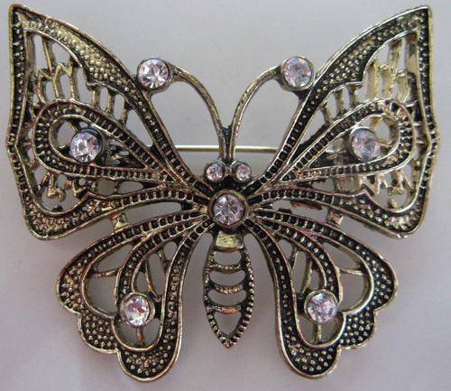 CRYSTAL BUTTERFLY BROOCH
