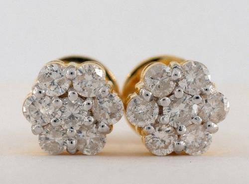 Certified 1.00TCW Real Natural Stud Diamond Earring I-1 / H color at Best Discount Price