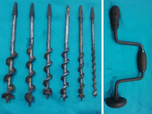 VINTAGE IRWIN AUGER BITS AND A VINTAGE HAND DRILL - PLEASE READ DESC BEFORE BIDDING