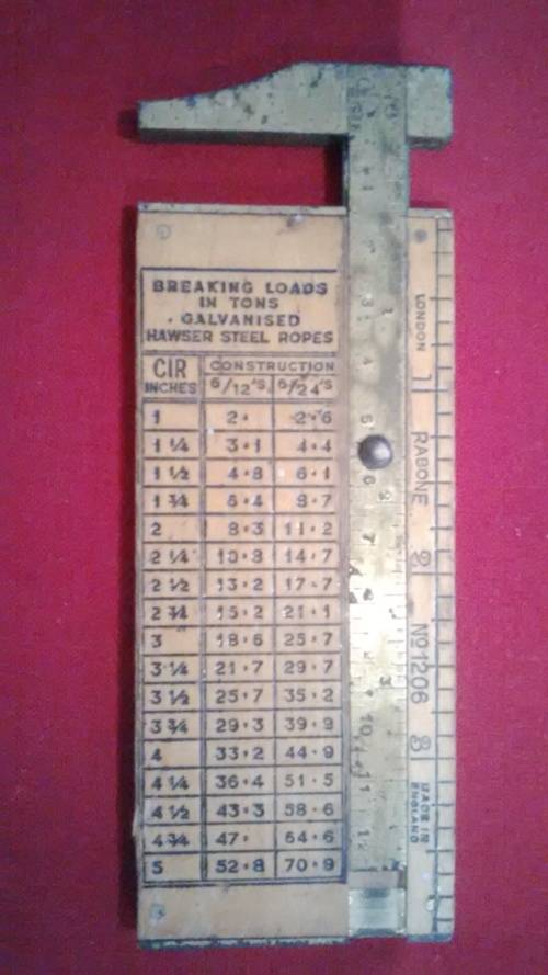 UNIQUE IN SA - RABONE NO 1026 WOOD AND BRASS ROPE GAUGE CALIPER -PLEASE SEE DESC 4 MORE INFO