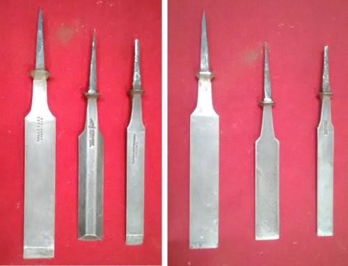3 CHISELS BLADES, R SORBY, WK&C PEACE & GILPIN WHITEHOUSE PICs