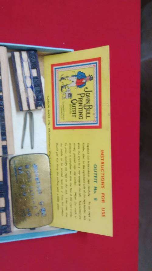 VINTAGE JOHN BULL PRINTING OUTFIT NO 8 COMPLETE WITH INSTRUCTION MANUAL