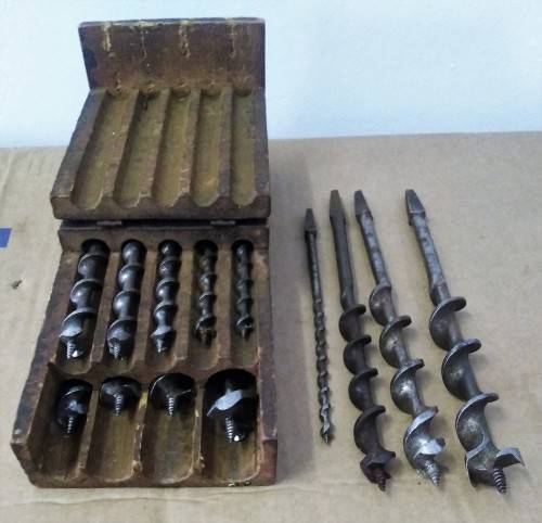 SET OF 9 VINTAGE IRWIN MANIBOR AUGER BITS IN BOX + ADITIONAL BITS   - PLEASE C DESC