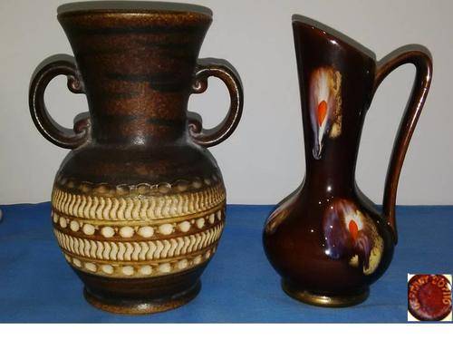 GERMAN VASE + A GERMAN PITCHER 17cm- Ref desc for info and postage