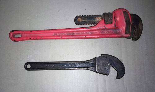 2 WRENCHES - RIDGID 18` ADJUSTABLE &  CROMNA S-4  DENMARK- postage from R30 - Please C Pics