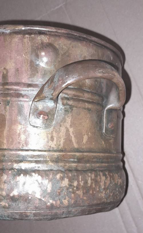 VINTAGE BRASS PLANTER H15cm DIA 17cm - AS PER PICTURES