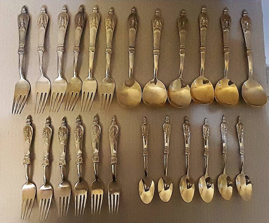 66 Piece Bronze Cutlery Set - Thai 3 Sided Elephant Head Emblem - Heavy 4.5kg total weight - REDUCED