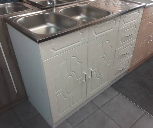 Kitchen  cabinets with sink and tap