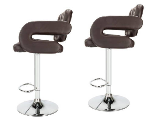 Bar Stools  / Kitchen Breakfast Swivel Chairs - Set of Two - Brown Colour