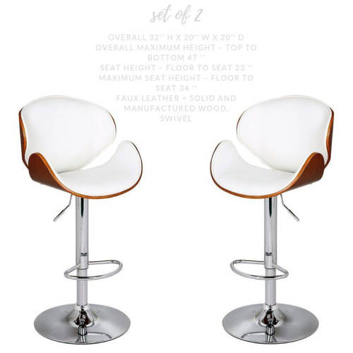 Bar Stools / Kitchen Breakfast Chairs  Pack of 2-Cream / Brown Colour