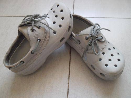 REDUCED! Ladies Crocs with leather tie-up