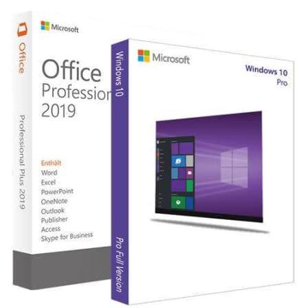WINDOWS 10 PRO + MS OFFICE PRO PLUS 2019 COMBO DEAL 32 and 64 Bit