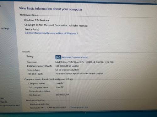Dell Optiplex 760 Intel core2Quad CPU Q9400 @2.66, 4Gb Ram, 160gb Harddrive, Windows 7 Pro