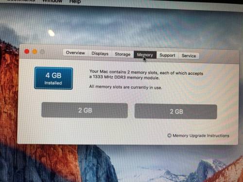 MacBook Pro 13-inch 2011, Intel I5 2.3GHz, 4Gb Ram,HD Graphics 3000,320gb Harddrive, OS X EI Capitan