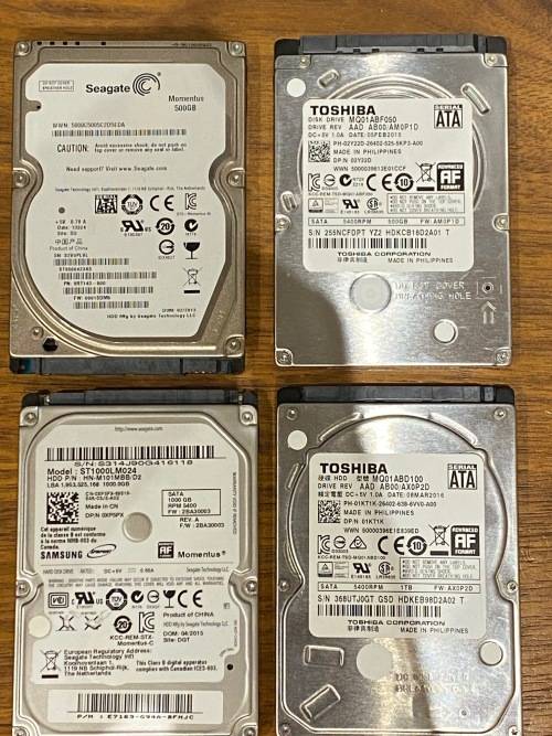 Bundle of 2.5` Harddrives 2x 1TB and 2x 500gb