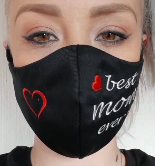 Face Mask Black with best mom ever embroidered on mask
