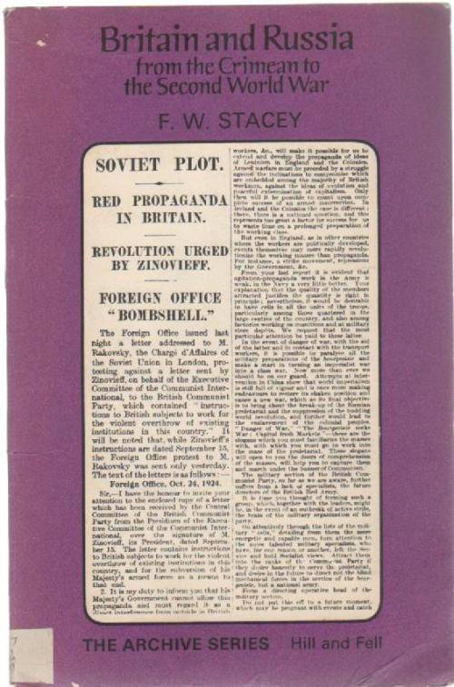 BRITIAN AND RUSSIA, FROM THE CRIMEAN TO THE SECOND WORLD WAR - F W STACEY (1 ST 1969)