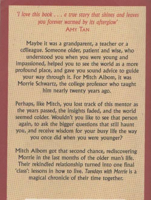 TUESDAYS WITH MORRIE - MITCH ALBOM (REPRINT 2000)
