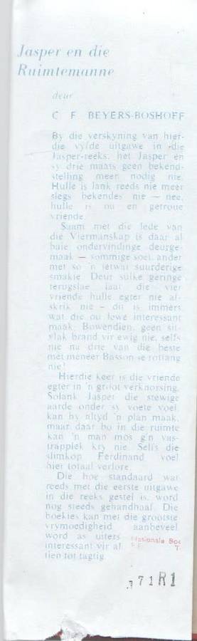 JASPER EN DIE RUIMTEMANNE, NOMMER 5 - C F BEYERS-BOSHOFF (1960)