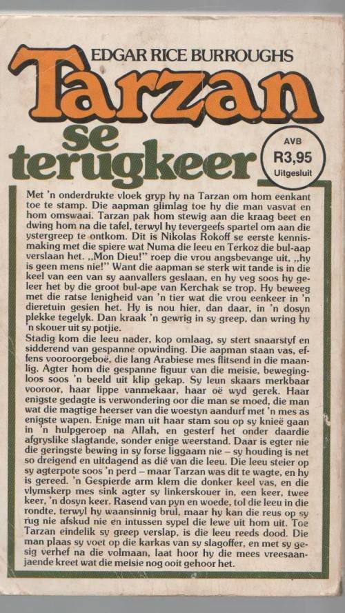 TARZAN SE TERUGKEER, NOMMER 2 - EDGAR RICE BURROUGHS (1 STE UITGAWE 1983)