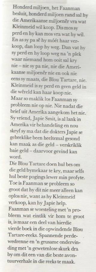 DIE BLOU TARTARRE, DIE RENPERD, NR 4 - H S VAN BLERK (3 DE DRUK 1975)