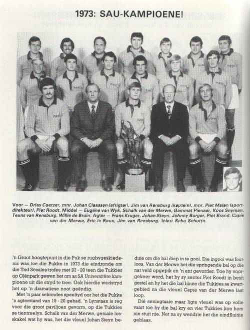 PUK-RUGBY 1906 - 1989 - J H  VAN ZYL (1990)