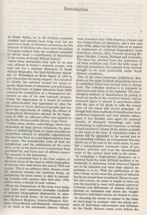 VOLUME I AND II , DICTIONARY OF SOUTH AFRICAN BIOGRAPHY - HUMAN SCIENCES RESEARCH COUNCIL