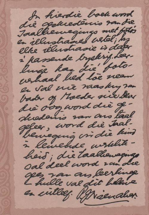 TAAL EN BEELD, DIE GESKIEDENIS V D AFRIKAANSE TAALBEWEGINGS - P J NIENABER (ONGEDATEERD)