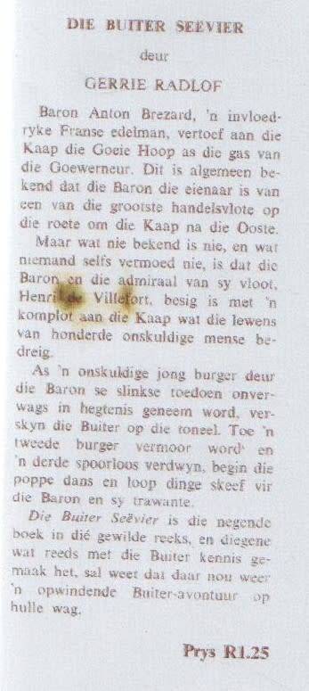 DIE BUITER SEEVIER - GERRIE RADLOF (1961)