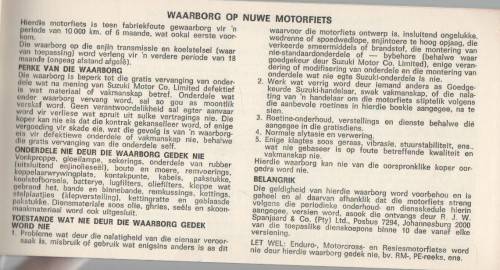 SUZUKI, BEPLANDE DIENSPROGRAM / PLANNED SERVICE PROGRAMME