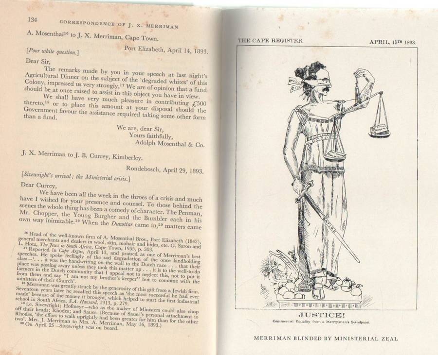 SELECTIONS FROM THE CORRESPONDENCE OF JOHN X MERRIMAN 1890 - 1898 - PHYLLIS LEWSEN (1963)VAN RIEBEEC